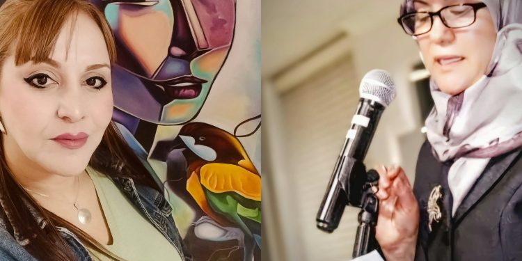 الفنانة التشكيلية المغربية نجلاء لحبيبي لمجلة أزهار الحرف حاورتها من أمريكا ليلى بيز المشغرية